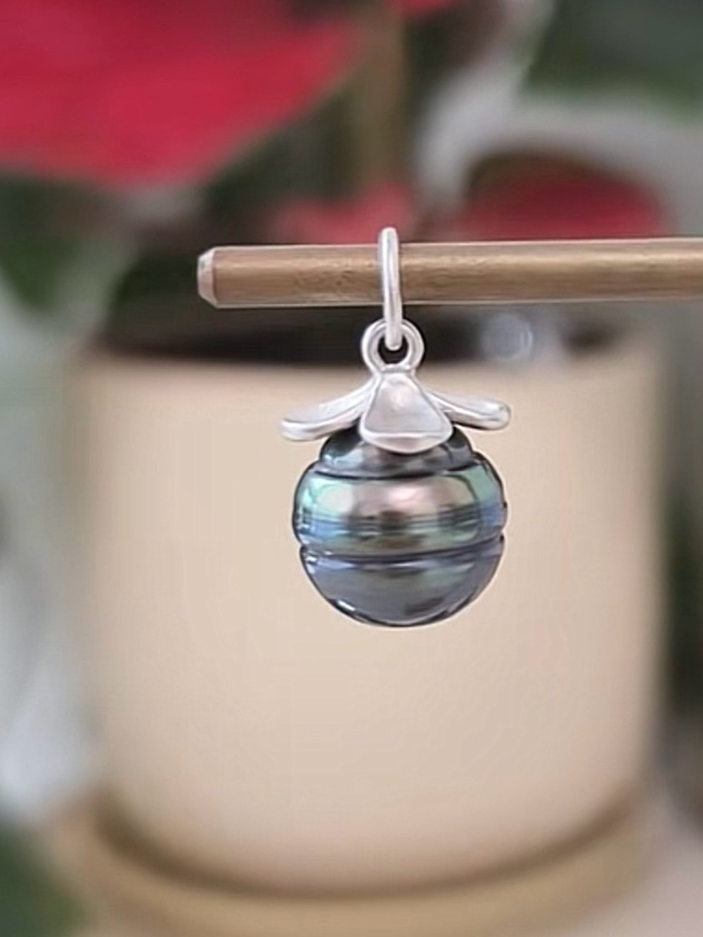 Black Tahitian Sterling Silver Pendant
